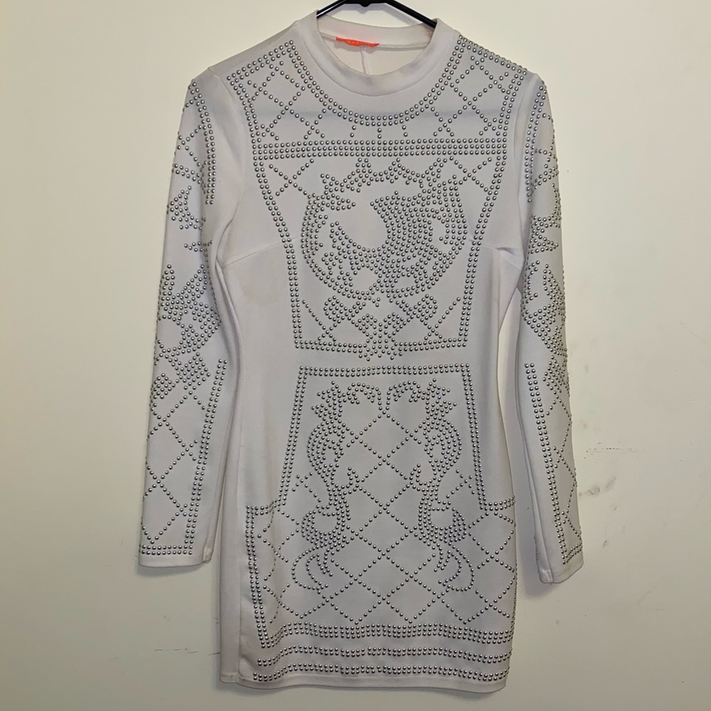 White Embellished Party Dress